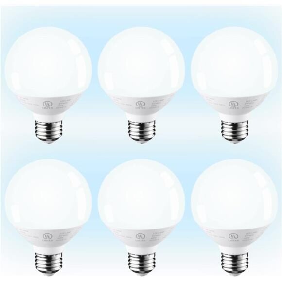 G25 LED Globe Bulb, for Bathroom Vanity or Mirror, 40W Equivalent 6W, Dimmable - Picture 1 of 14